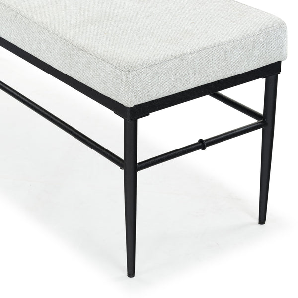 Safavieh Theabella Linen And Metal Bench - Contemporary Style With Striking Aesthetic For Any Decor Black ,Light Grey Metal ,Manufactured Wood ,Fabric ,Foam Sfv2190b