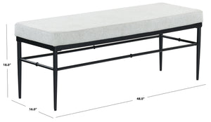 Safavieh Theabella Linen And Metal Bench - Contemporary Style With Striking Aesthetic For Any Decor Black ,Light Grey Metal ,Manufactured Wood ,Fabric ,Foam Sfv2190b
