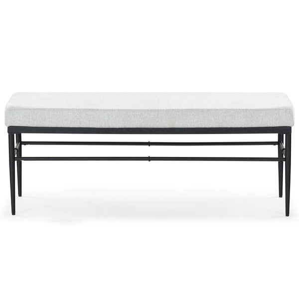 Safavieh Theabella Linen And Metal Bench - Contemporary Style With Striking Aesthetic For Any Decor Black ,Light Grey Metal ,Manufactured Wood ,Fabric ,Foam Sfv2190b