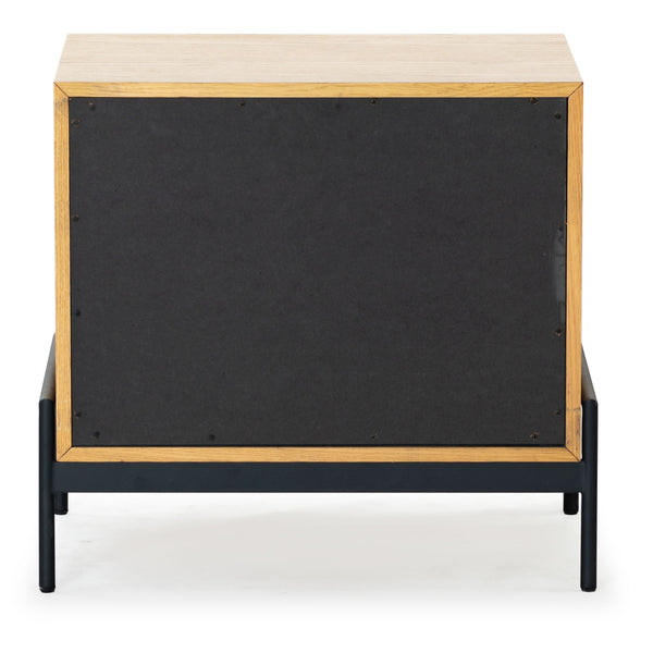 Safavieh Chandri Vegan Leather Wrapped Handle Nightstand - Stylish Storage Solution For Modern Bedrooms Natural ,Black Wood ,Metal ,Vegan Leather Sfv2191a