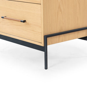 Safavieh Chandri Vegan Leather Wrapped Handle Nightstand - Stylish Storage Solution For Modern Bedrooms Natural ,Black Wood ,Metal ,Vegan Leather Sfv2191a