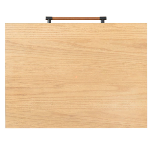 Safavieh Chandri Vegan Leather Wrapped Handle Nightstand - Stylish Storage Solution For Modern Bedrooms Natural ,Black Wood ,Metal ,Vegan Leather Sfv2191a