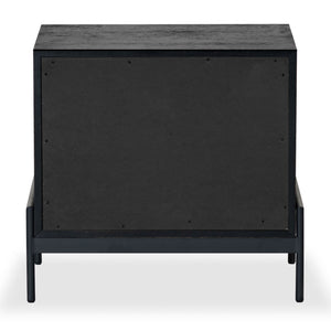 Safavieh Chandri Vegan Leather Wrapped Handle Nightstand - Stylish Storage Solution For Modern Bedrooms Black ,Brown Wood ,Metal ,Vegan Leather Sfv2191b