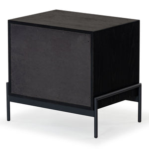 Safavieh Chandri Vegan Leather Wrapped Handle Nightstand - Stylish Storage Solution For Modern Bedrooms Black ,Brown Wood ,Metal ,Vegan Leather Sfv2191b