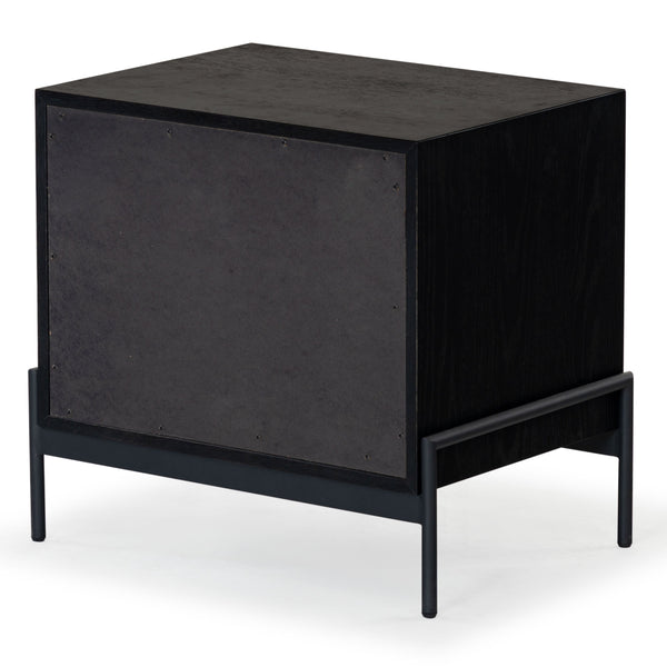 Safavieh Chandri Vegan Leather Wrapped Handle Nightstand - Stylish Storage Solution For Modern Bedrooms Black ,Brown Wood ,Metal ,Vegan Leather Sfv2191b