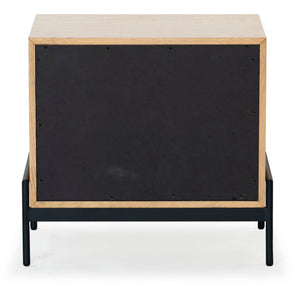 Safavieh Chandri Vegan Leather Wrapped Handle Nightstand - Stylish Storage Solution For Modern Bedrooms Oak ,Black Wood ,Metal ,Vegan Leather Sfv2191c