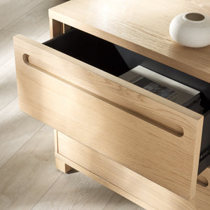 Safavieh Tobiette 2 Drawer Wood Nightstand - Elegant Storage Solution For Bedroom Decor And Style Upgrade Oak Wood Sfv2195a