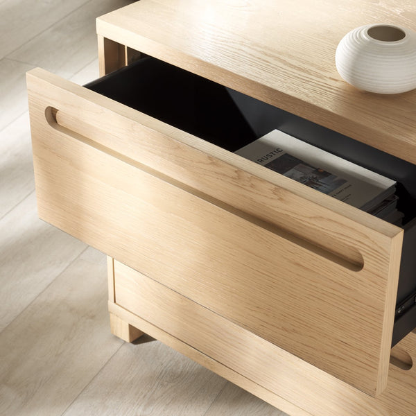 Safavieh Tobiette 2 Drawer Wood Nightstand - Elegant Storage Solution For Bedroom Decor And Style Upgrade Oak Wood Sfv2195a