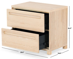 Safavieh Tobiette 2 Drawer Wood Nightstand - Elegant Storage Solution For Bedroom Decor And Style Upgrade Oak Wood Sfv2195a