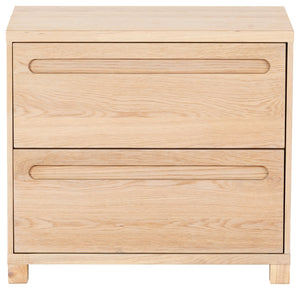 Safavieh Tobiette 2 Drawer Wood Nightstand - Elegant Storage Solution For Bedroom Decor And Style Upgrade Oak Wood Sfv2195a