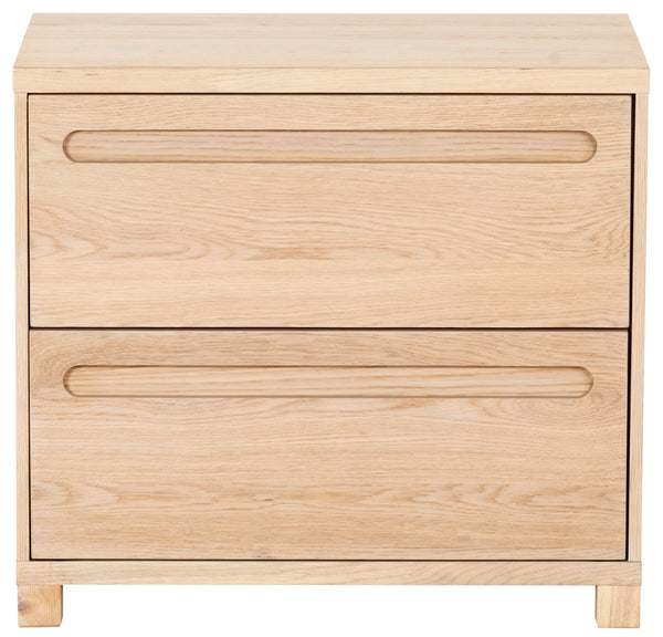 Safavieh Tobiette 2 Drawer Wood Nightstand - Elegant Storage Solution For Bedroom Decor And Style Upgrade Oak Wood Sfv2195a