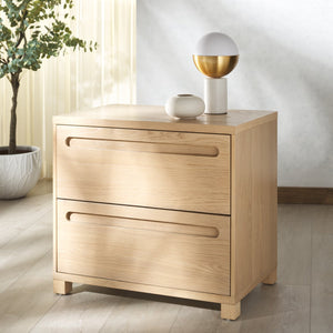 Safavieh Tobiette 2 Drawer Wood Nightstand - Elegant Storage Solution For Bedroom Decor And Style Upgrade Oak Wood Sfv2195a