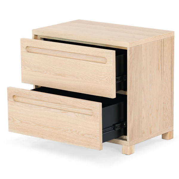Safavieh Tobiette 2 Drawer Wood Nightstand - Elegant Storage Solution For Bedroom Decor And Style Upgrade Oak Wood Sfv2195a