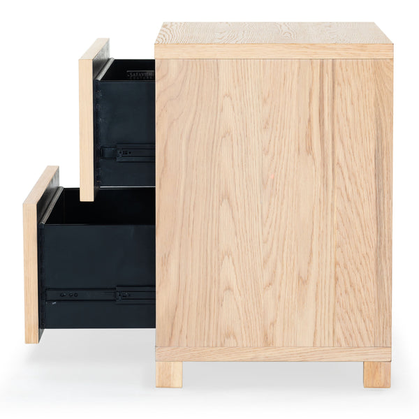 Safavieh Tobiette 2 Drawer Wood Nightstand - Elegant Storage Solution For Bedroom Decor And Style Upgrade Oak Wood Sfv2195a