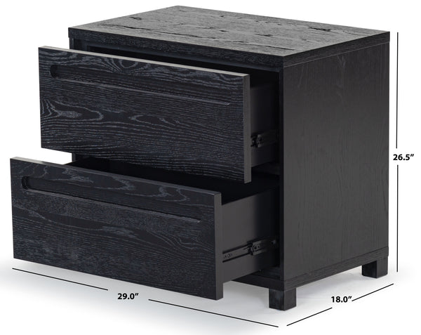 Safavieh Tobiette 2 Drawer Wood Nightstand - Elegant Storage Solution For Bedroom Decor And Style Upgrade Black Wood Sfv2195b