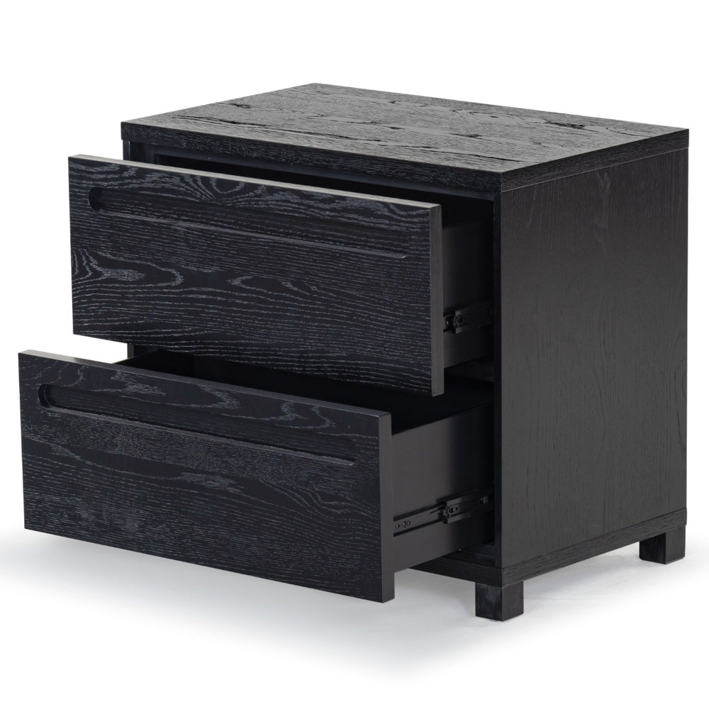 Safavieh TOBIETTE 2-Drawer Wood Nightstand - Modern Elegance with Ample Storage for Your Bedroom Decor Needs Black SFV2195B