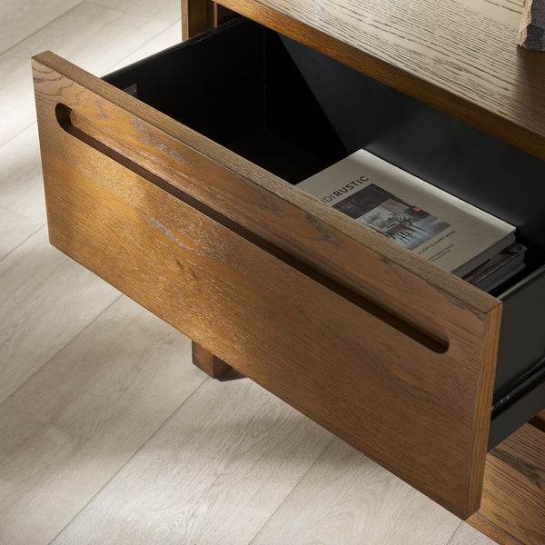 Safavieh Tobiette 2 Drawer Wood Nightstand - Elegant Storage Solution For Bedroom Decor And Style Upgrade Medium Oak Wood Sfv2195c