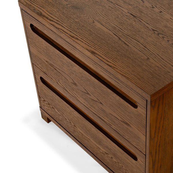 Safavieh Tobiette 2 Drawer Wood Nightstand - Elegant Storage Solution For Bedroom Decor And Style Upgrade Medium Oak Wood Sfv2195c