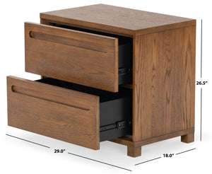 Safavieh Tobiette 2 Drawer Wood Nightstand - Elegant Storage Solution For Bedroom Decor And Style Upgrade Medium Oak Wood Sfv2195c