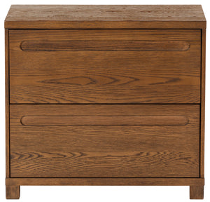 Safavieh Tobiette 2 Drawer Wood Nightstand - Elegant Storage Solution For Bedroom Decor And Style Upgrade Medium Oak Wood Sfv2195c