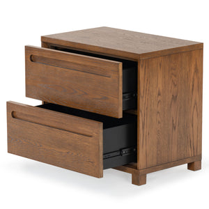 Safavieh Tobiette 2 Drawer Wood Nightstand - Elegant Storage Solution For Bedroom Decor And Style Upgrade Medium Oak Wood Sfv2195c