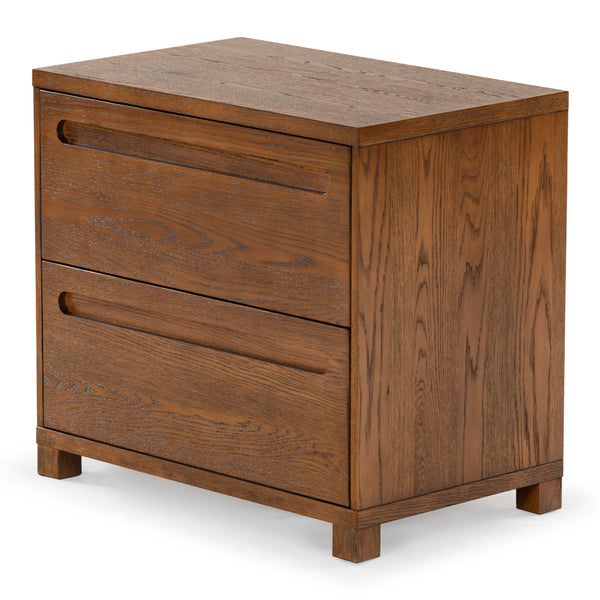 Safavieh Tobiette 2 Drawer Wood Nightstand - Elegant Storage Solution For Bedroom Decor And Style Upgrade Medium Oak Wood Sfv2195c