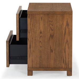 Safavieh Tobiette 2 Drawer Wood Nightstand - Elegant Storage Solution For Bedroom Decor And Style Upgrade Medium Oak Wood Sfv2195c