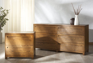 Safavieh TOBIETTE 6-Drawer Wood Dresser - Elegant Storage Solution with Modern Design for Any Bedroom Decor Medium Oak SFV2196C