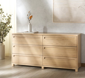 Safavieh Tobiette 6 Drawer Wood Dresser - Elegant Storage Solution To Enhance Your Bedroom's Aesthetic Appeal Oak Wood Sfv2196a