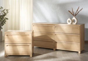 Safavieh TOBIETTE 2-Drawer Wood Nightstand - Modern Elegance with Ample Storage for Your Bedroom Decor Needs Oak SFV2195A