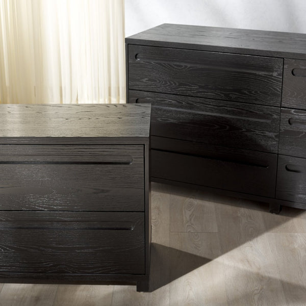 Safavieh TOBIETTE 2-Drawer Wood Nightstand - Modern Elegance with Ample Storage for Your Bedroom Decor Needs Black SFV2195B
