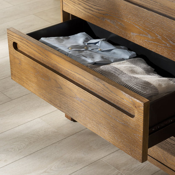 Safavieh Tobiette 6 Drawer Wood Dresser - Elegant Storage Solution To Enhance Your Bedroom's Aesthetic Appeal Medium Oak Wood Sfv2196c