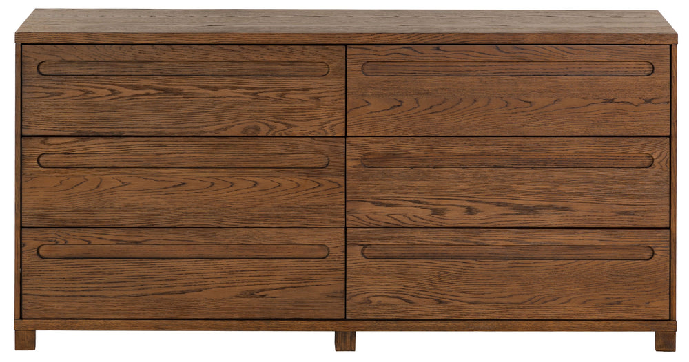 Safavieh Tobiette 6 Drawer Wood Dresser - Elegant Storage Solution To Enhance Your Bedroom's Aesthetic Appeal Medium Oak Wood Sfv2196c