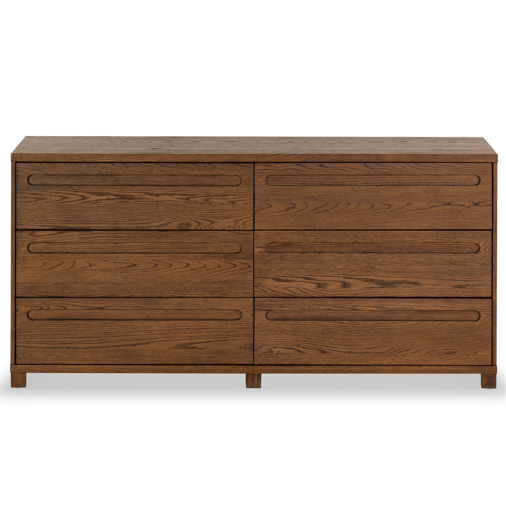 Safavieh Tobiette 6 Drawer Wood Dresser - Elegant Storage Solution To Enhance Your Bedroom's Aesthetic Appeal Medium Oak Wood Sfv2196c