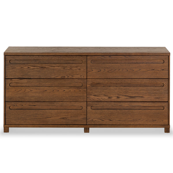 Safavieh Tobiette 6 Drawer Wood Dresser - Elegant Storage Solution To Enhance Your Bedroom's Aesthetic Appeal Medium Oak Wood Sfv2196c
