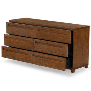 Safavieh Tobiette 6 Drawer Wood Dresser - Elegant Storage Solution To Enhance Your Bedroom's Aesthetic Appeal Medium Oak Wood Sfv2196c