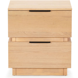 Safavieh Titus 2 Drawer Stacked Nightstand – Elegant Solid Wood Design With Spacious Storage For Your Essentials Oak Wood ,Metal Sfv2197a