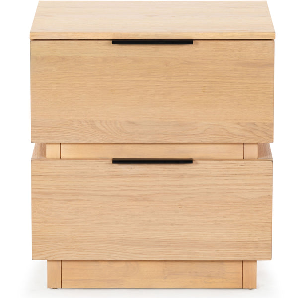 Safavieh Titus 2 Drawer Stacked Nightstand – Elegant Solid Wood Design With Spacious Storage For Your Essentials Oak Wood ,Metal Sfv2197a