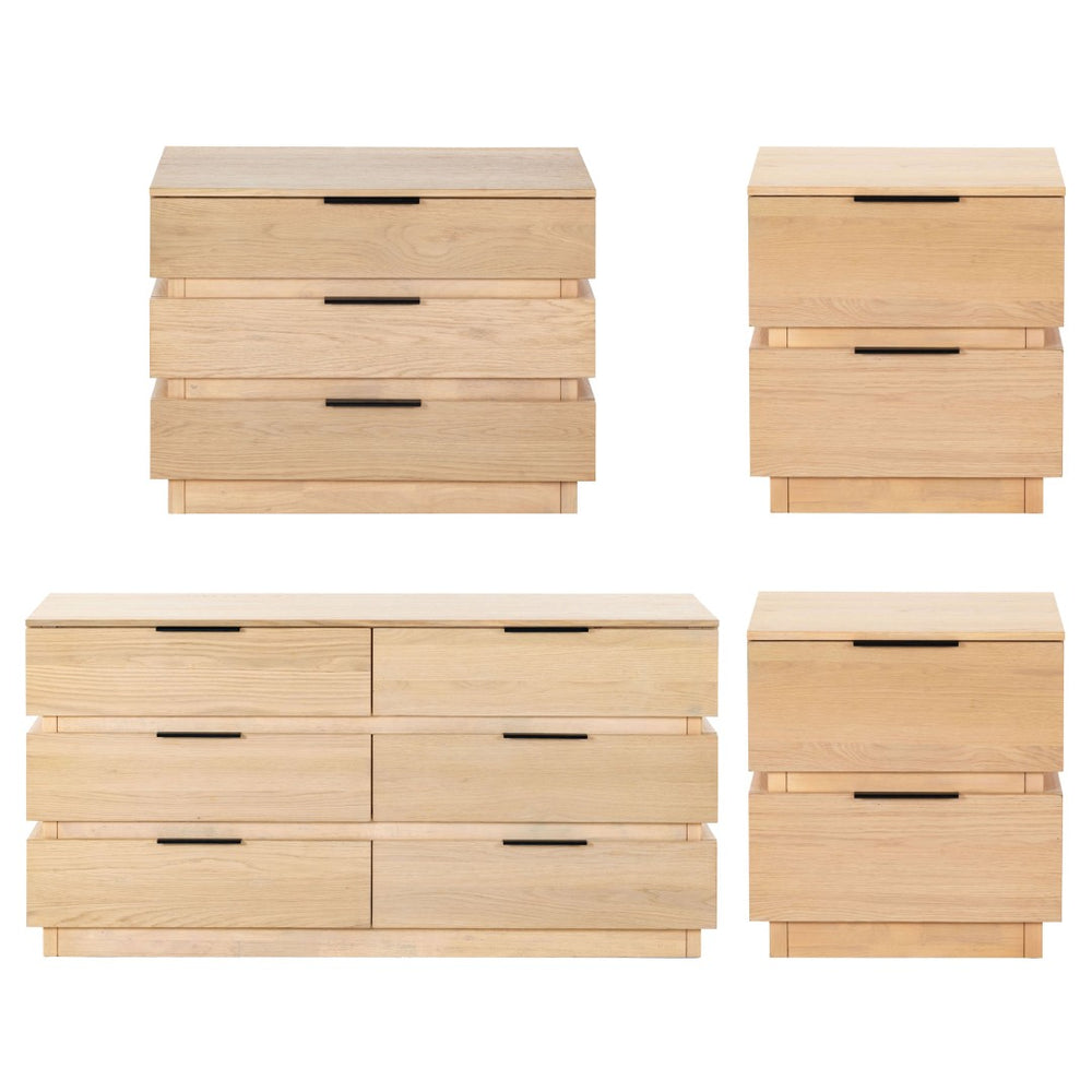 Safavieh TITUS 6 Drawer Stacked Dresser - Modern Elegance with Durable Design for Stylish Bedroom Storage Oak SFV2199A
