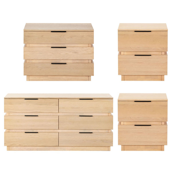 Safavieh TITUS 6 Drawer Stacked Dresser - Modern Elegance with Durable Design for Stylish Bedroom Storage Oak SFV2199A