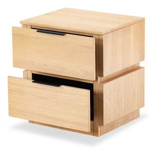Safavieh Titus 2 Drawer Stacked Nightstand – Elegant Solid Wood Design With Spacious Storage For Your Essentials Oak Wood ,Metal Sfv2197a