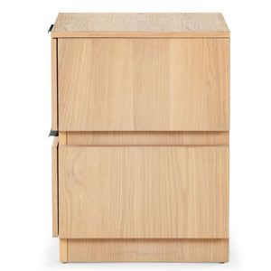 Safavieh Titus 2 Drawer Stacked Nightstand – Elegant Solid Wood Design With Spacious Storage For Your Essentials Oak Wood ,Metal Sfv2197a