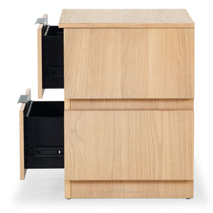 Safavieh Titus 2 Drawer Stacked Nightstand – Elegant Solid Wood Design With Spacious Storage For Your Essentials Oak Wood ,Metal Sfv2197a