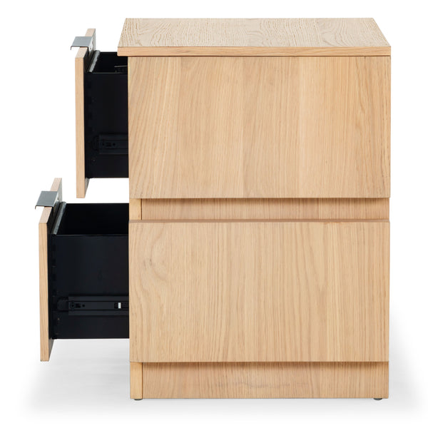 Safavieh Titus 2 Drawer Stacked Nightstand – Elegant Solid Wood Design With Spacious Storage For Your Essentials Oak Wood ,Metal Sfv2197a