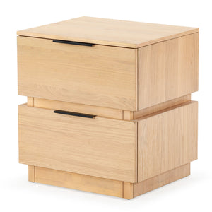 Safavieh Titus 2 Drawer Stacked Nightstand – Elegant Solid Wood Design With Spacious Storage For Your Essentials Oak Wood ,Metal Sfv2197a