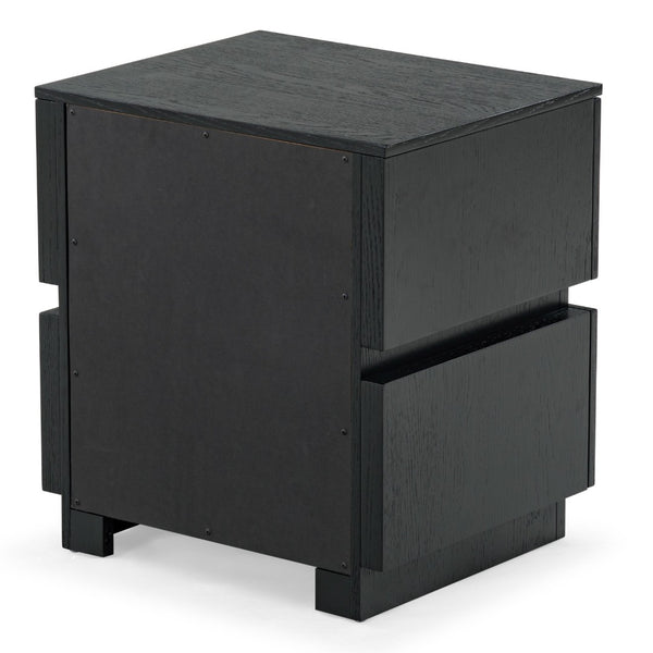Safavieh TITUS 2 Drawer Stacked Nightstand - A Perfect Blend of Rustic Charm and Modern Elegance for Storage Black SFV2197B