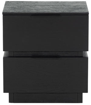 Safavieh Titus 2 Drawer Stacked Nightstand – Elegant Solid Wood Design With Spacious Storage For Your Essentials Black Wood ,Metal Sfv2197b