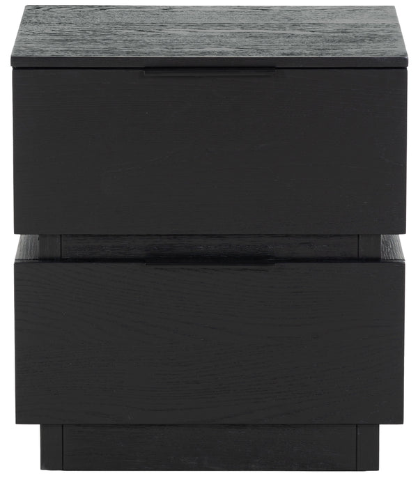 Safavieh Titus 2 Drawer Stacked Nightstand – Elegant Solid Wood Design With Spacious Storage For Your Essentials Black Wood ,Metal Sfv2197b