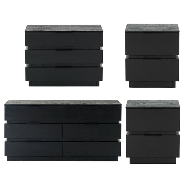 Safavieh Titus 2 Drawer Stacked Nightstand – Elegant Solid Wood Design With Spacious Storage For Your Essentials Black Wood ,Metal Sfv2197b