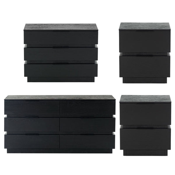 Safavieh TITUS 2 Drawer Stacked Nightstand - A Perfect Blend of Rustic Charm and Modern Elegance for Storage Black SFV2197B